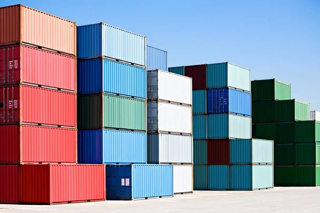 Shipping containers at a depot